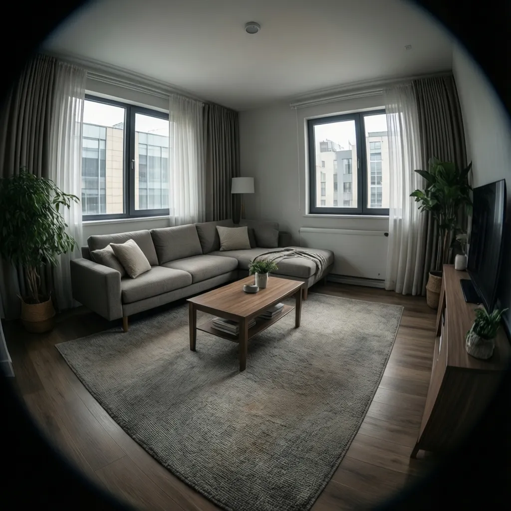 Example small living room layout using a sectional sofa and a 5x8 rug