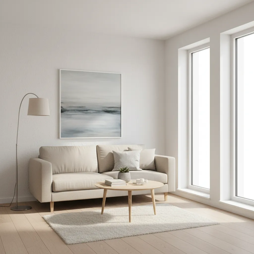 light colored sofa helping a small living room feel larger