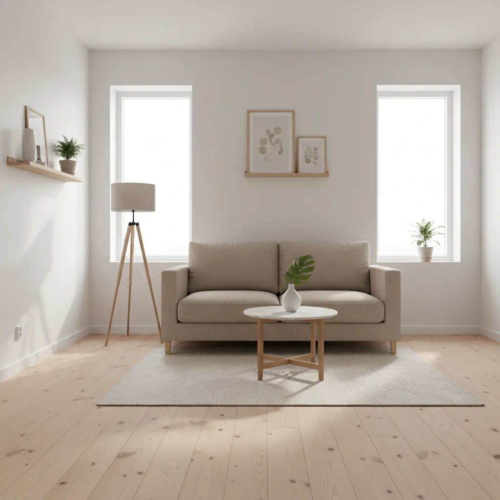 small living room with compact loveseat sofa layout