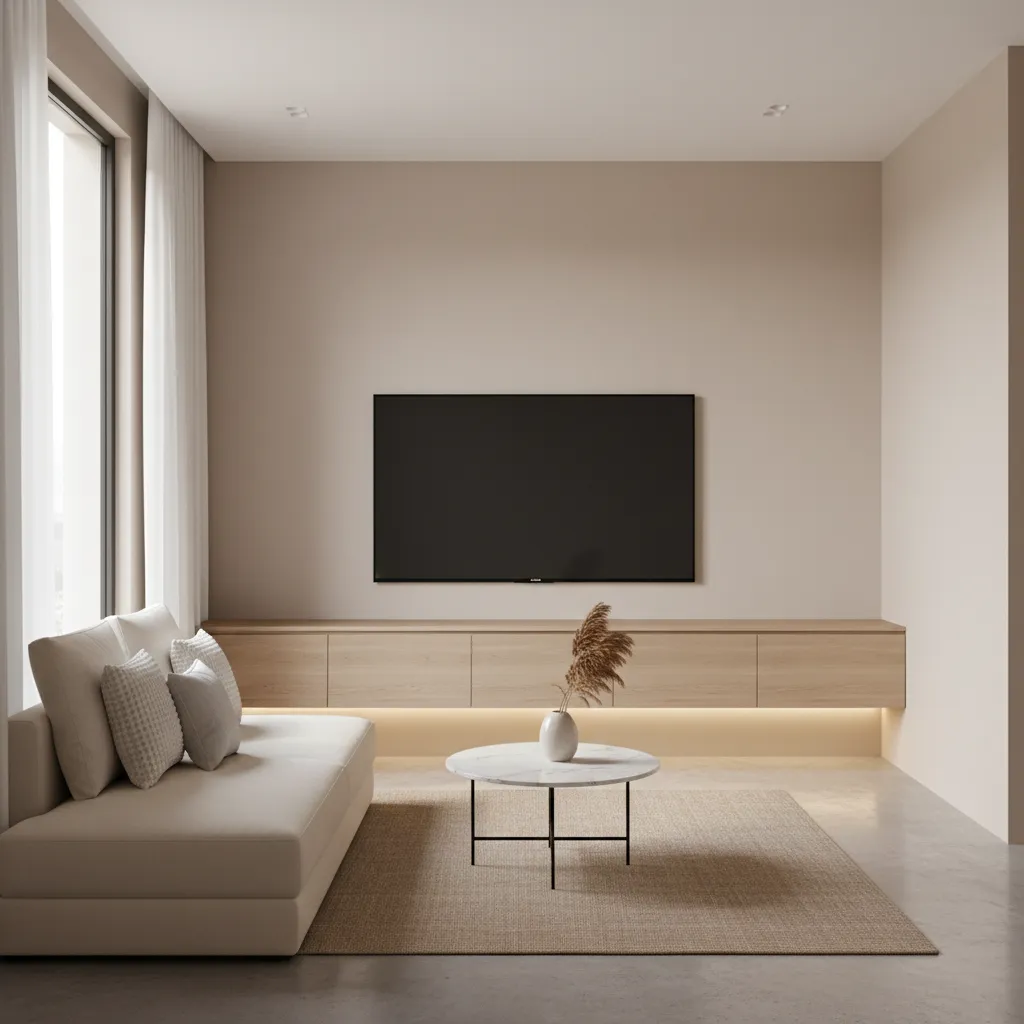Small living room with modern media wall and wall mounted television