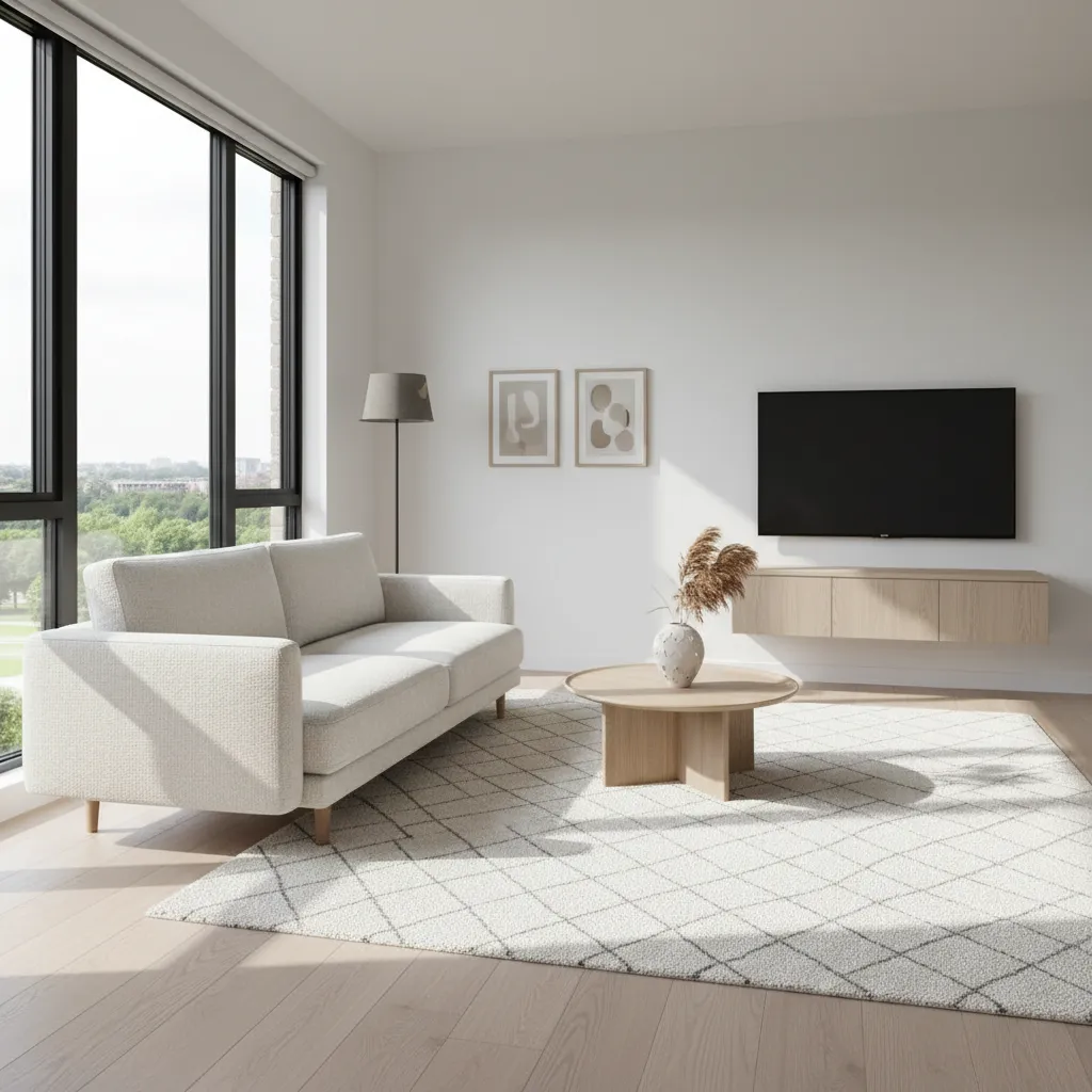 Salón moderno pequeño con diseño minimalista y sensación de amplitud
