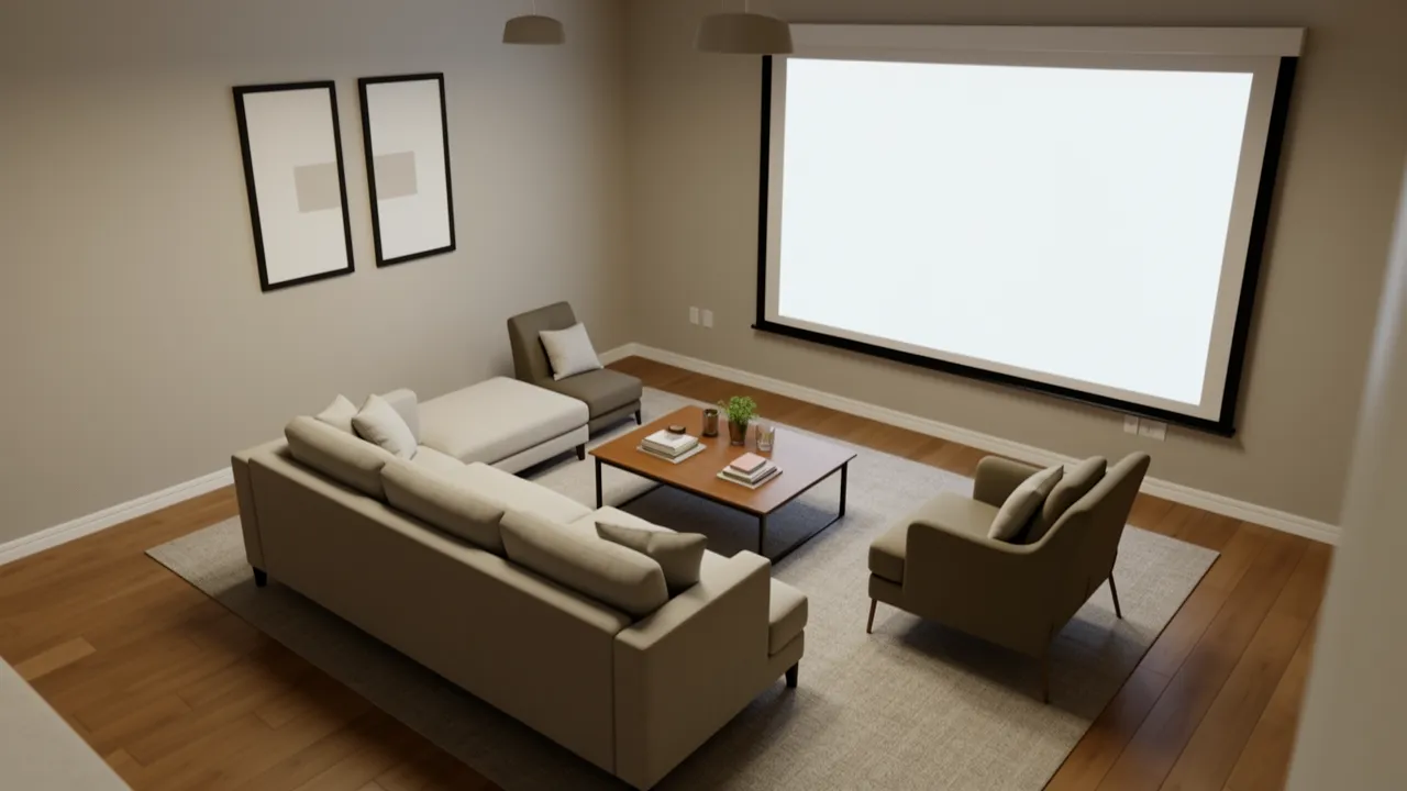 smart seating layout for projector viewing in small living room