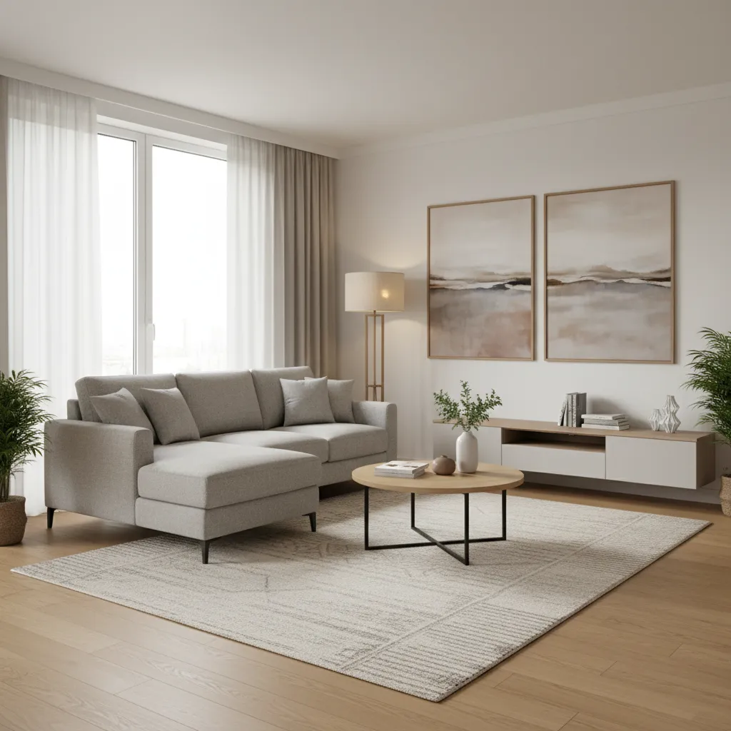 L-shaped sectional sofa layout in a small living room