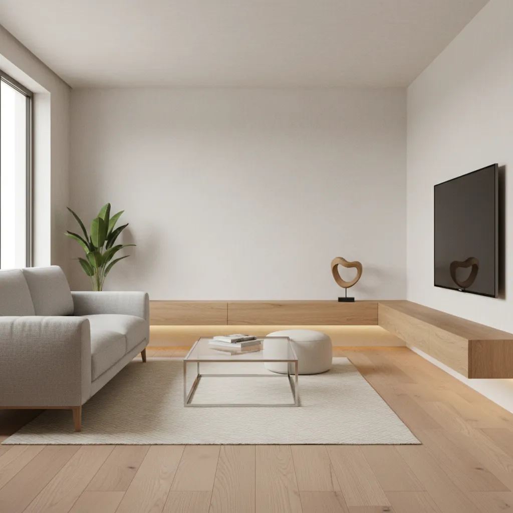 Compact living room furniture with raised-leg sofa and glass table