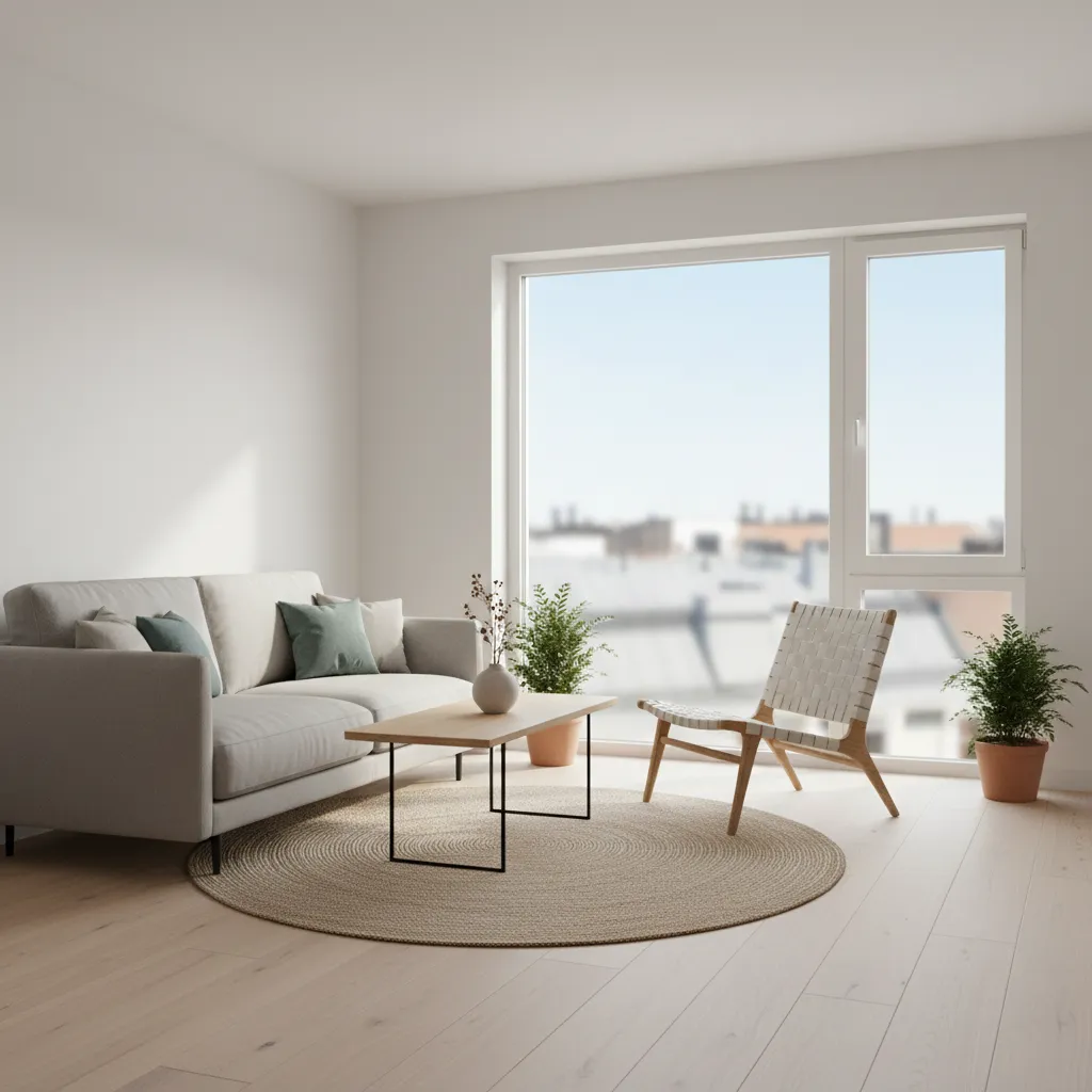 Small living room with smart furniture layout and open space