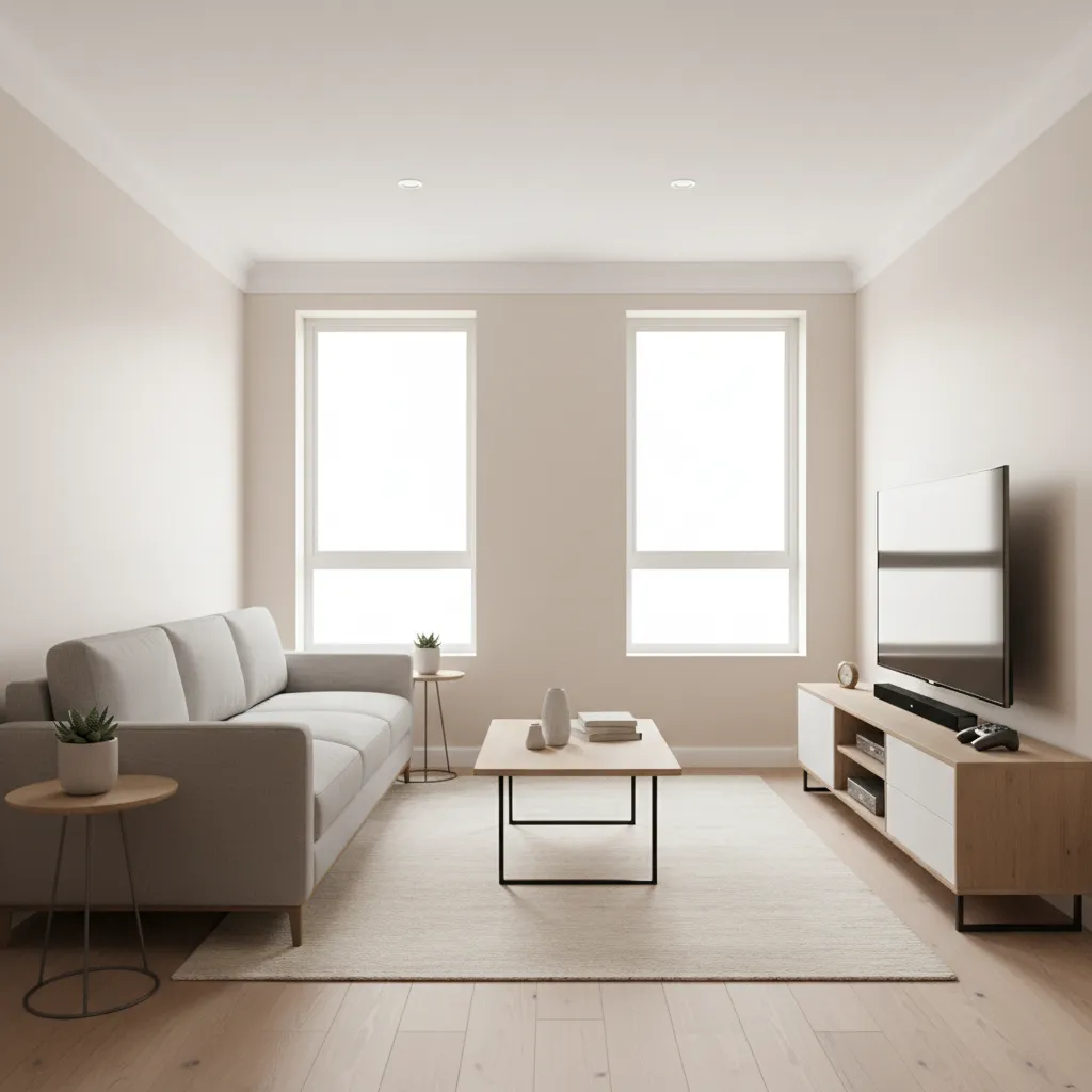 standard sofa layout in a narrow 13x10 living room