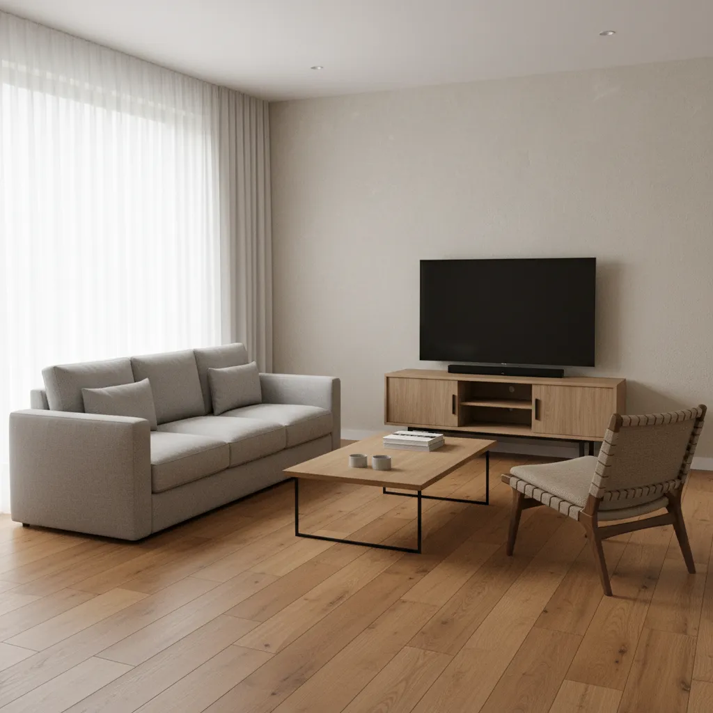 compact 10 x 13 living room with sofa coffee table and chair layout