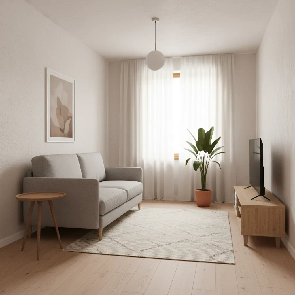 Small living room with subtle light textured wall finish