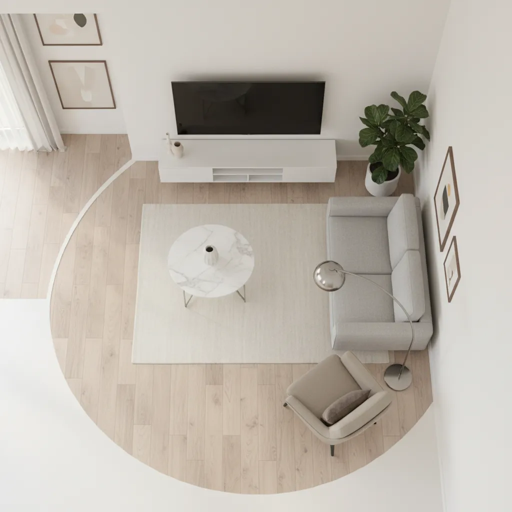 small living room layout showing sofa facing TV wall