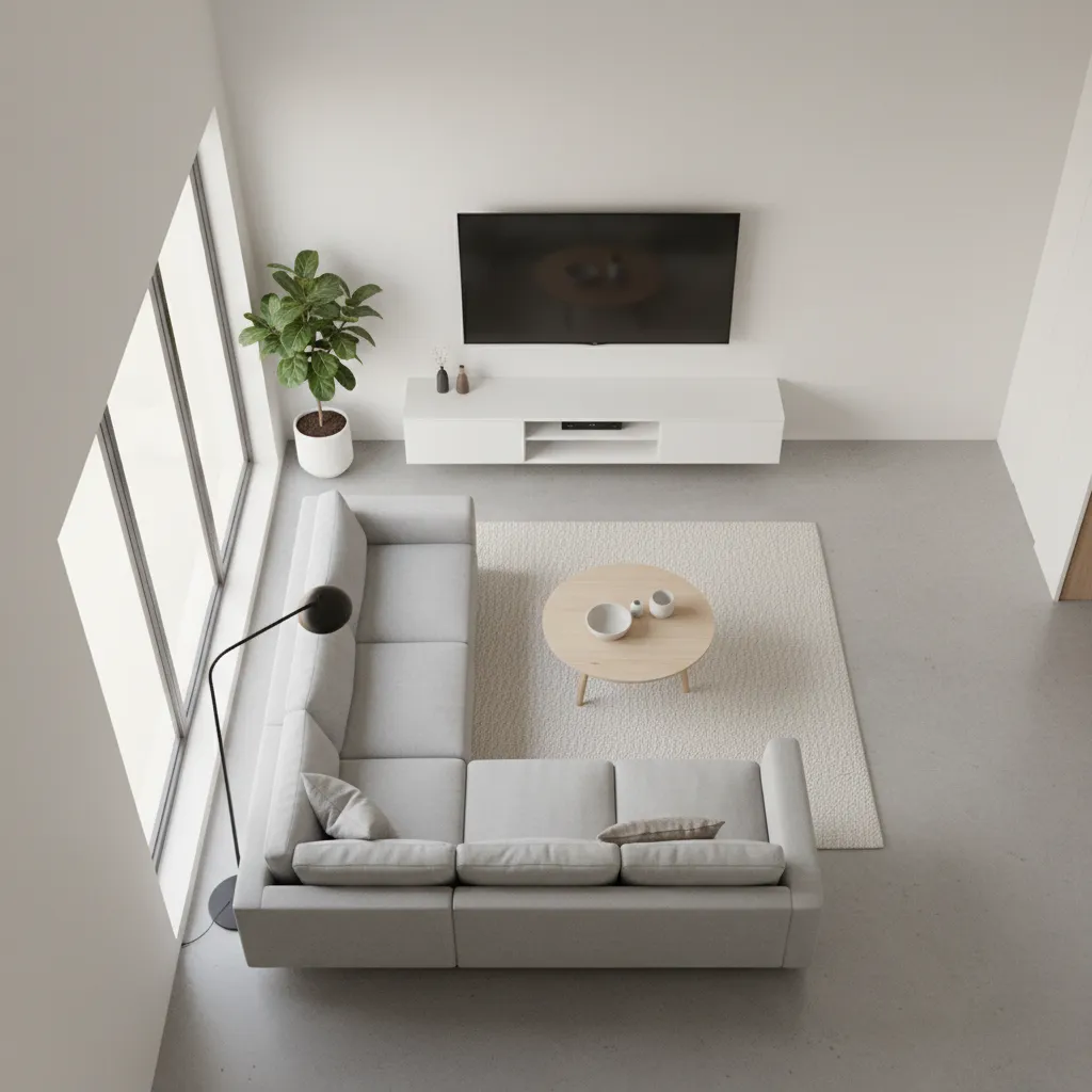 Small living room furniture layout plan with TV placement