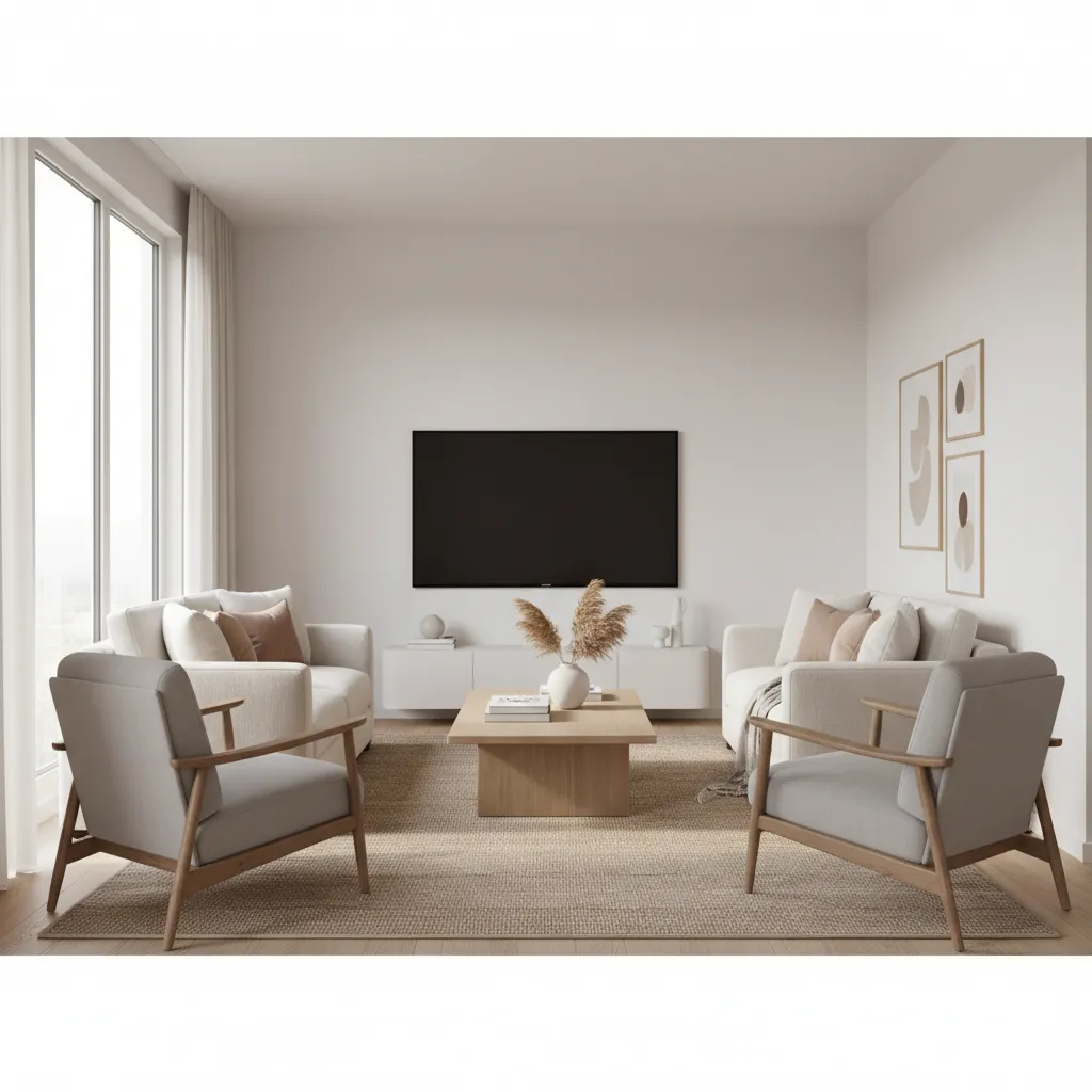 Small living room seating oriented toward TV for better viewing angles