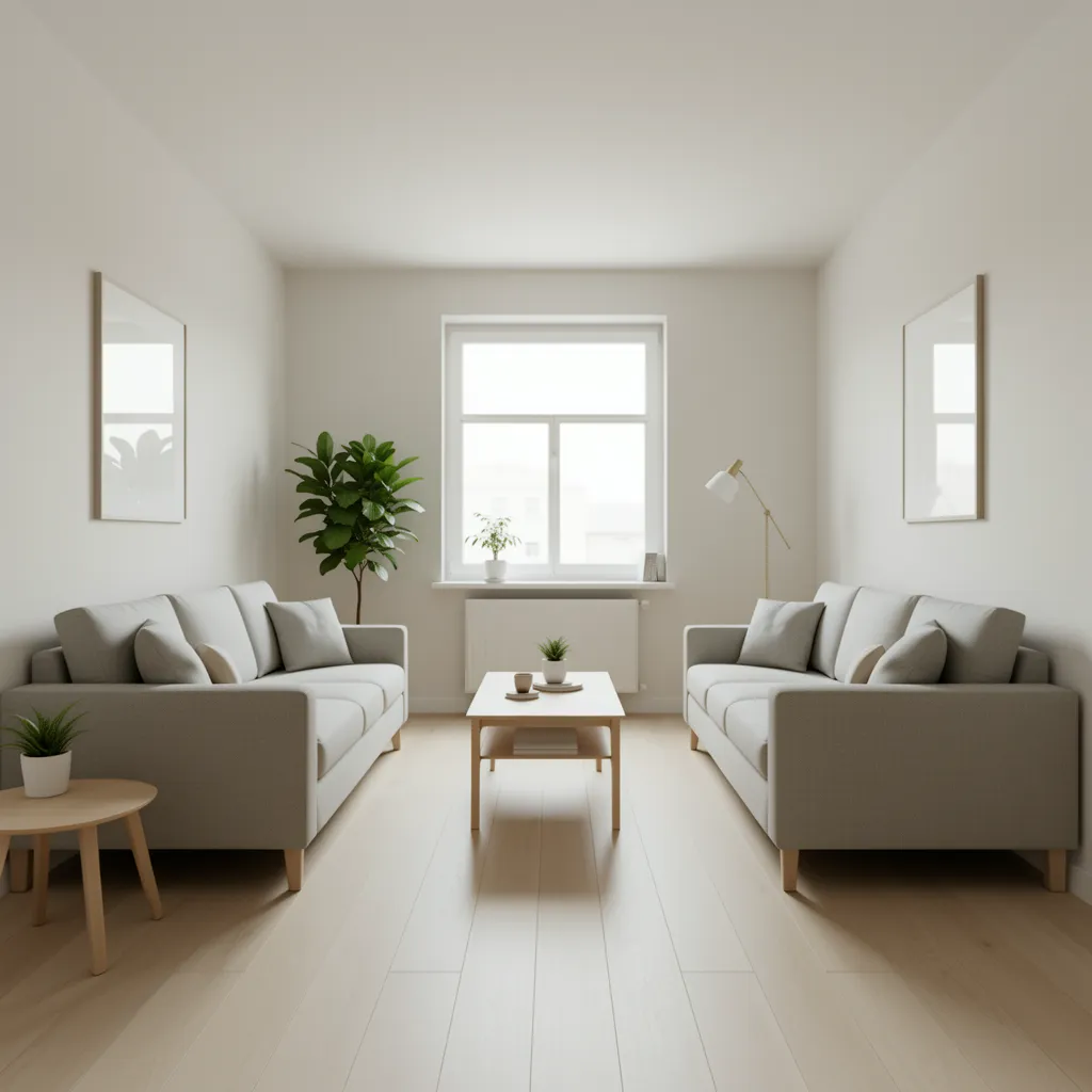 Small living room showing two main seating layout concepts