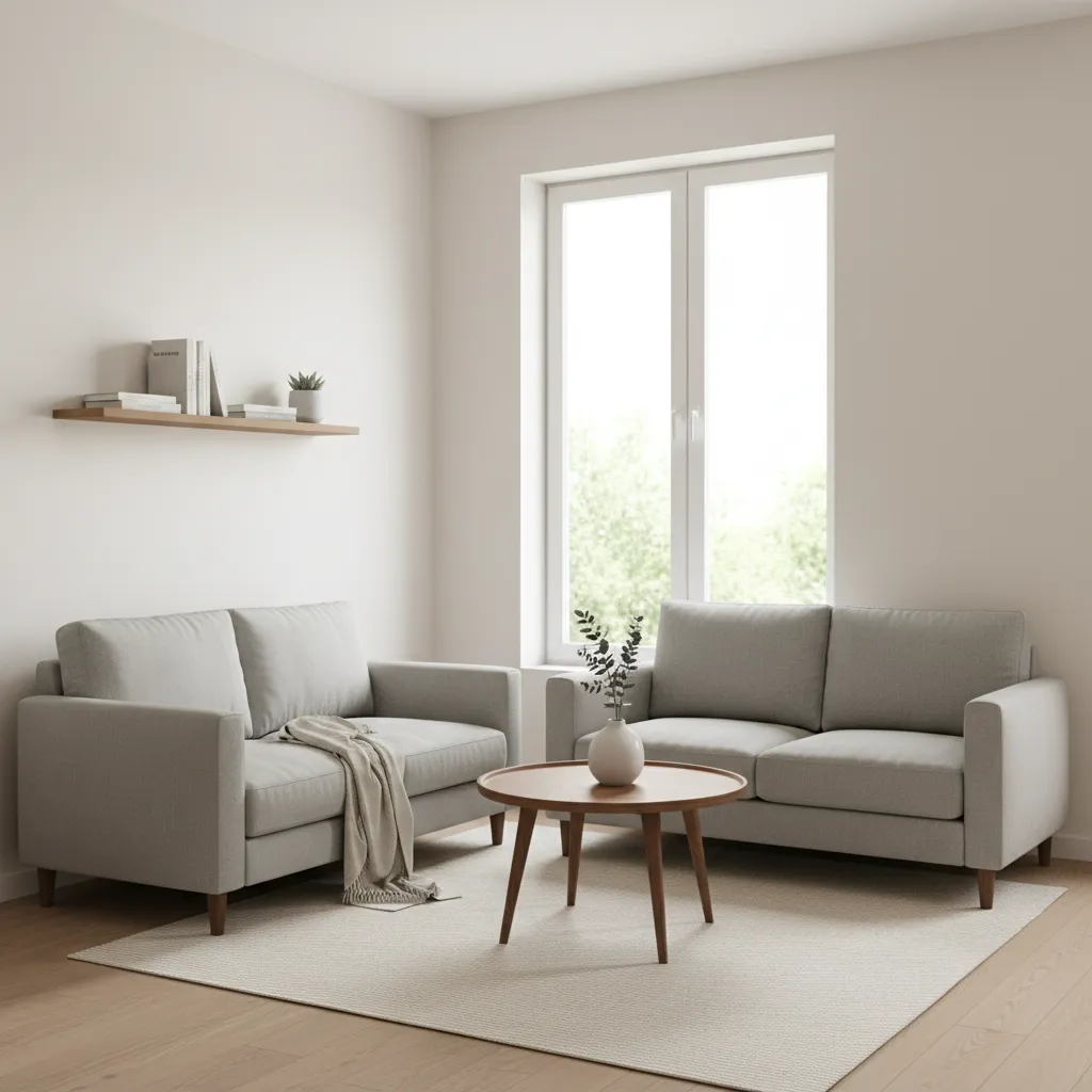 Example of a compact living room using two sofas for balanced seating