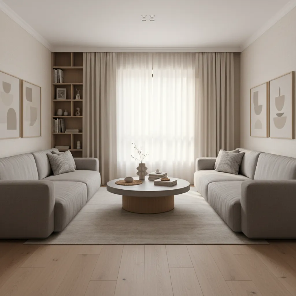 Compact living room with two couches arranged across from each other