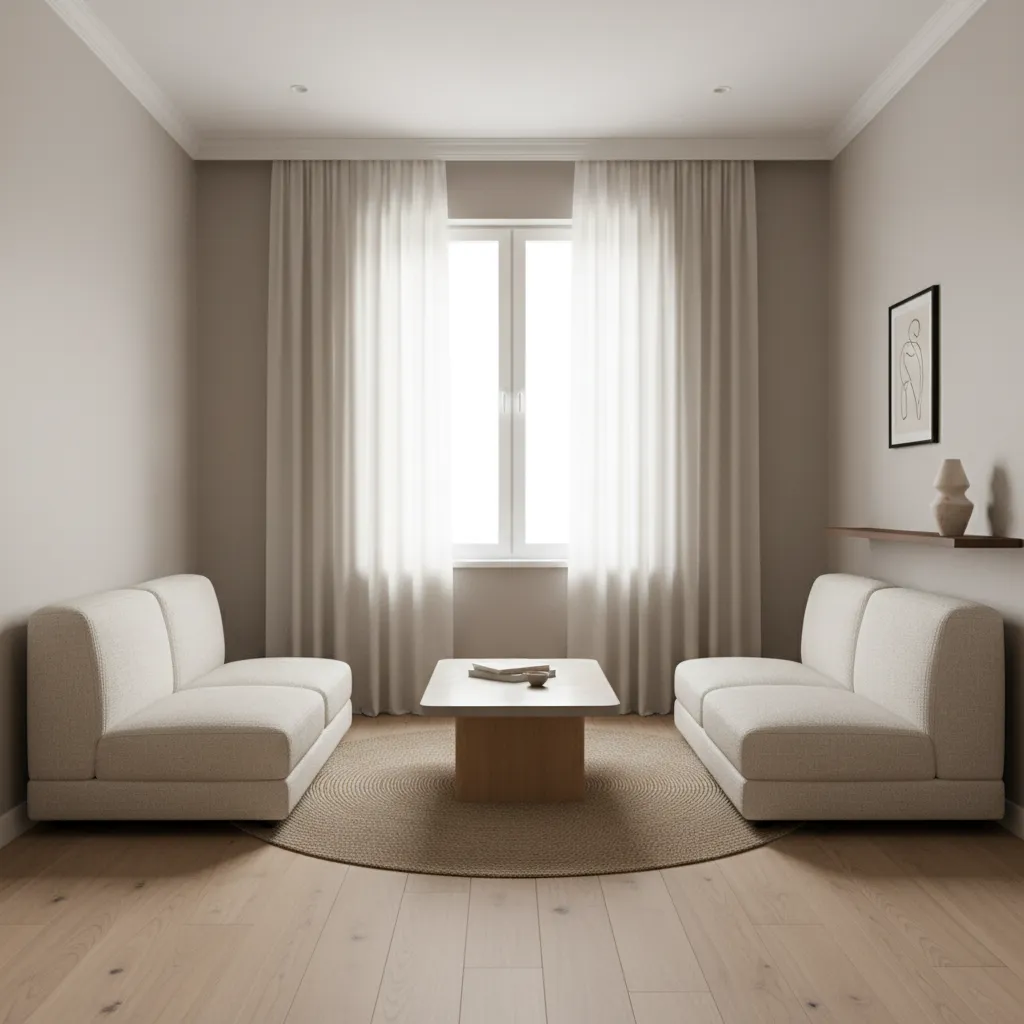 Small living room with two sofas and coffee table