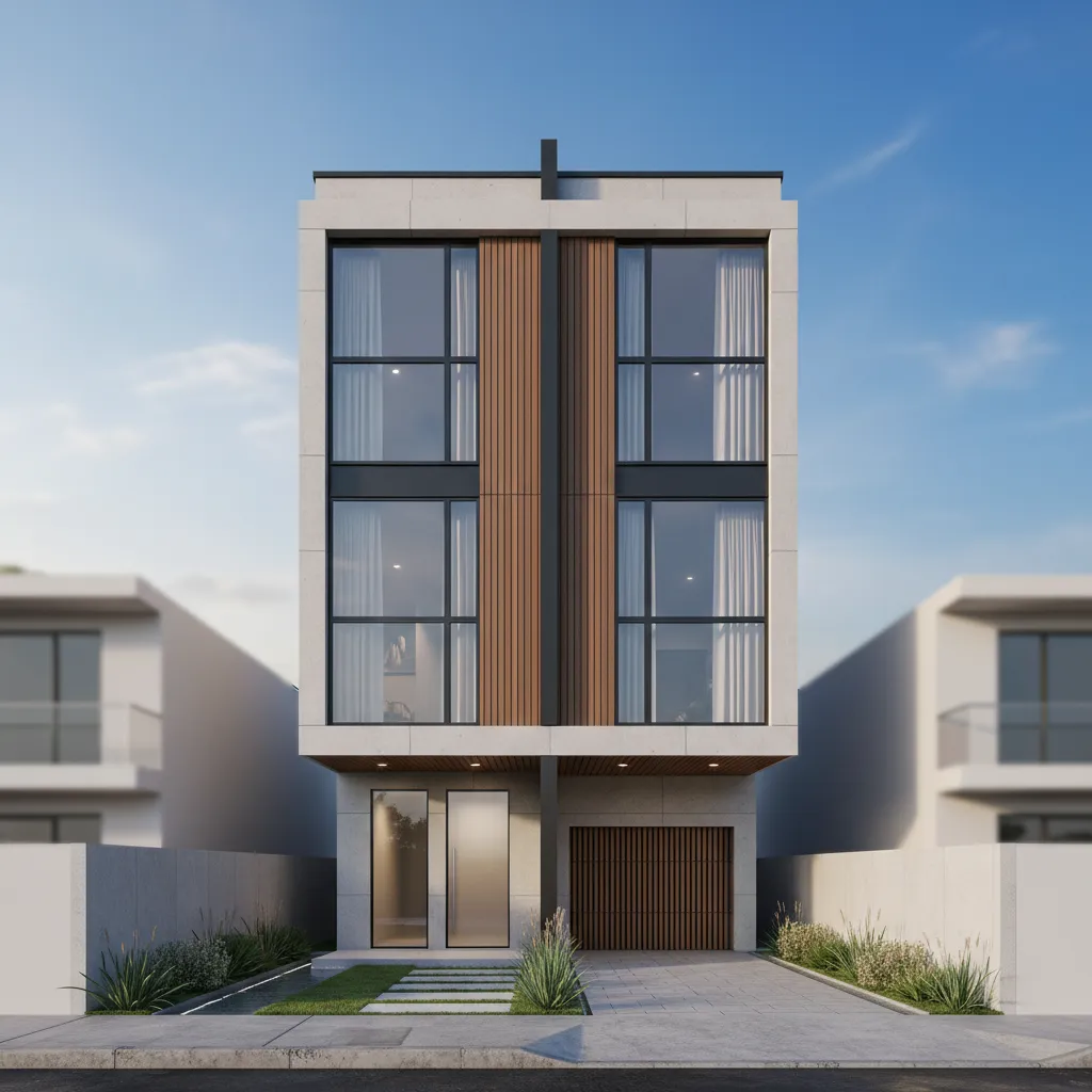 Casa pareada moderna diseñada para parcela pequeña