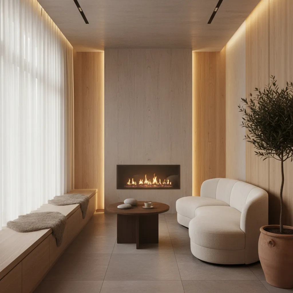 Pequeño spa urbano con diseño minimalista y ambiente lujoso