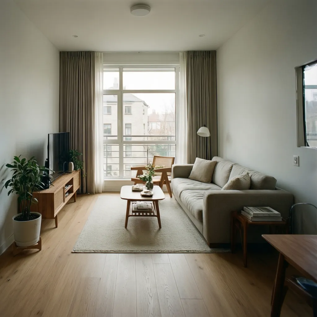 Apartamento pequeño con diseño minimalista y espacio abierto