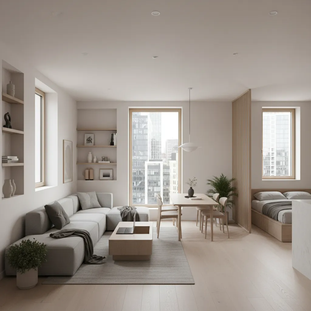Apartamento pequeño con diseño moderno y minimalista