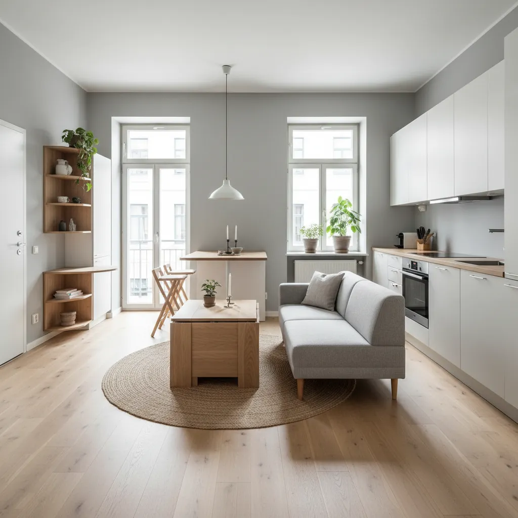 Apartamento pequeño con distribución moderna optimizada