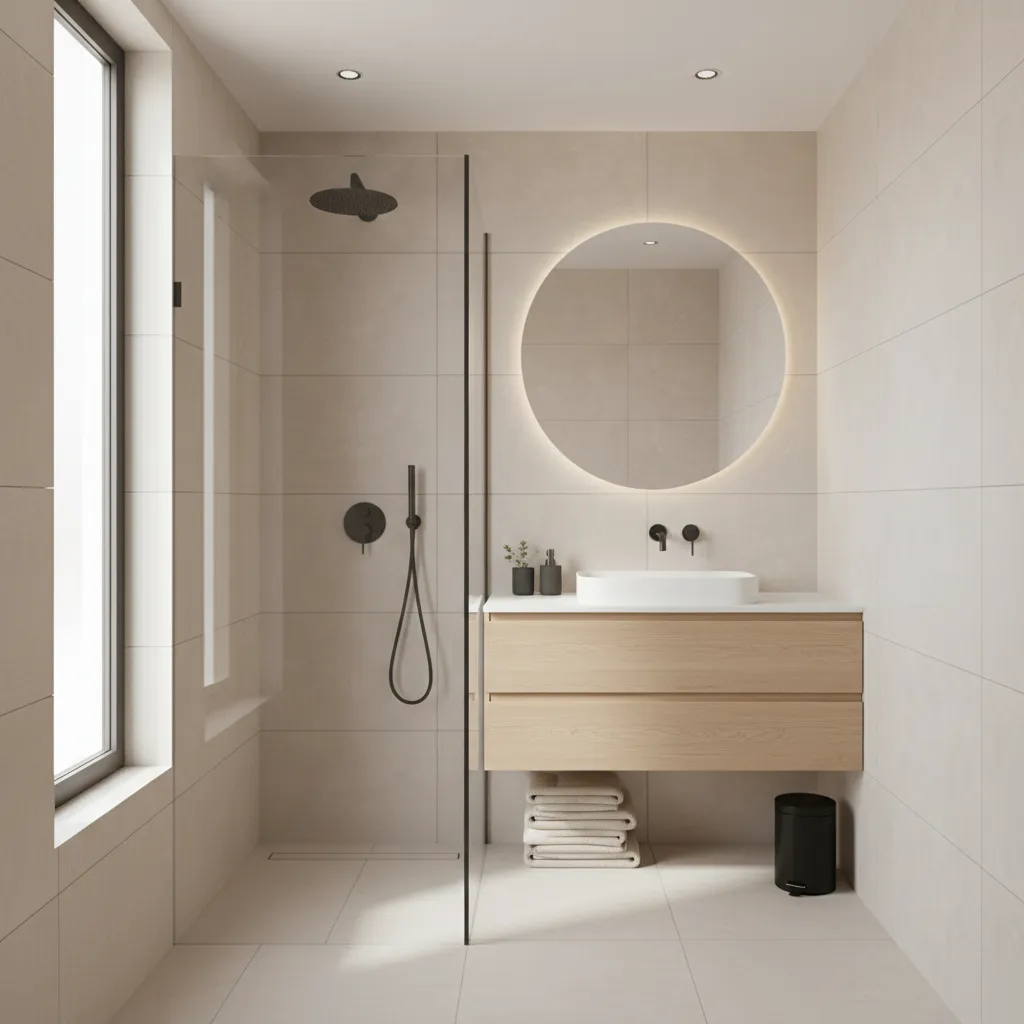 Baño moderno pequeño con ducha tipo walk in