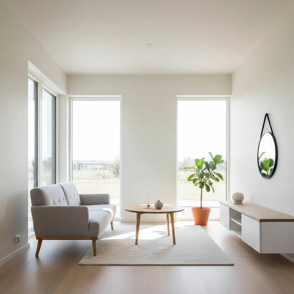 Interior de casa moderna pequeña bien optimizada