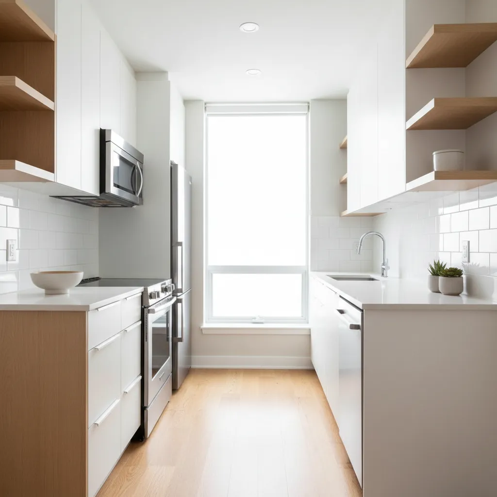 modern small apartment kitchen with efficient layout