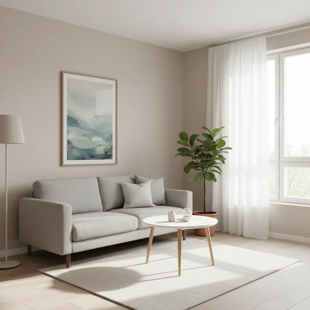 Habitación pequeña moderna con pintura clara para ampliar espacio