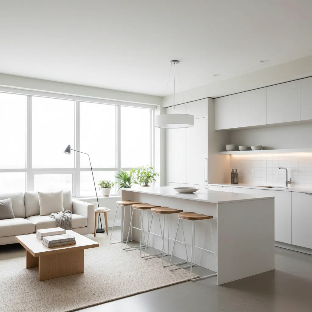 Apartamento pequeño con diseño modernista y espacio optimizado