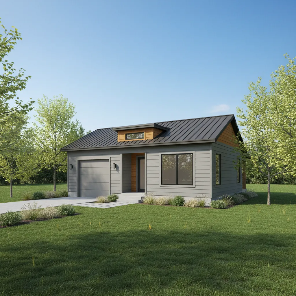 small modular home installed on permanent foundation
