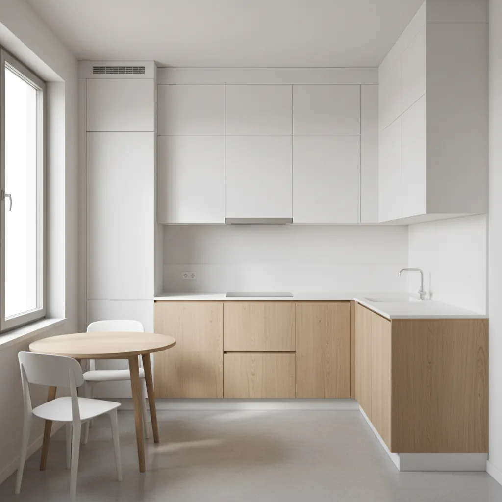 compact modular kitchen in a small apartment with efficient cabinet layout