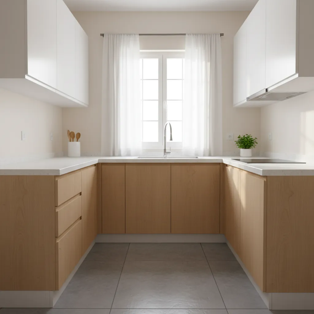compact kitchen cabinet layout in a small Nigerian apartment kitchen