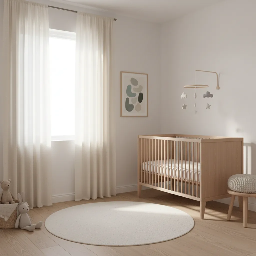 Bright neutral color nursery with natural light