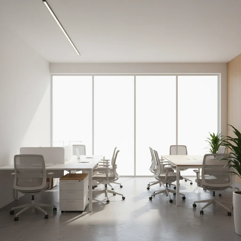 small modern office interior visualized in 3D design software