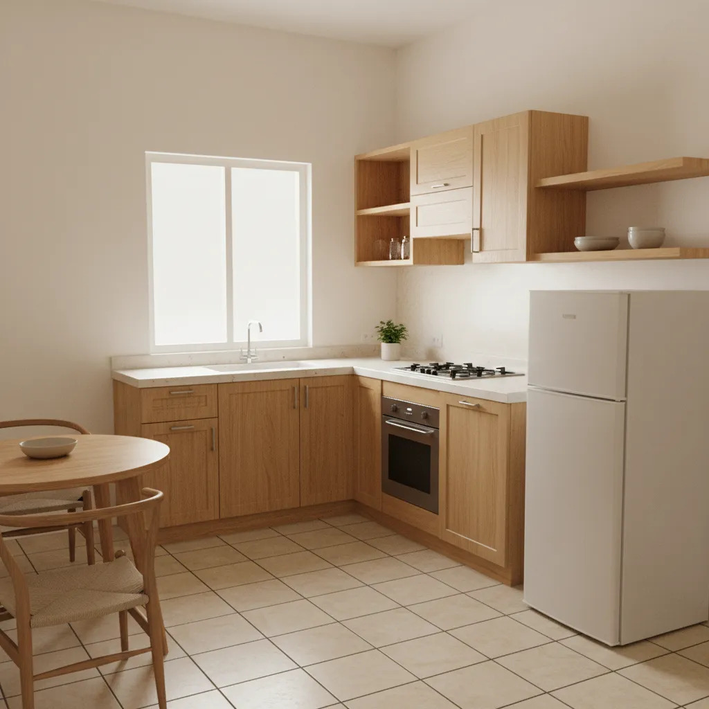 compact Filipino kitchen interior with simple cabinets and efficient layout