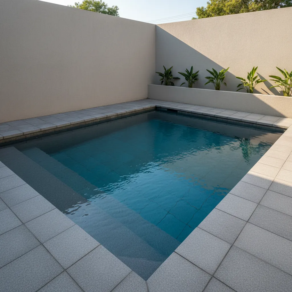 Piscina pequeña con escalera lateral compacta