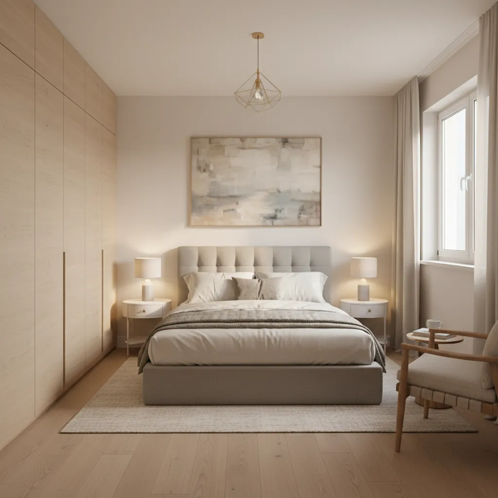 compact bedroom design inside a 1000 sq ft ranch home