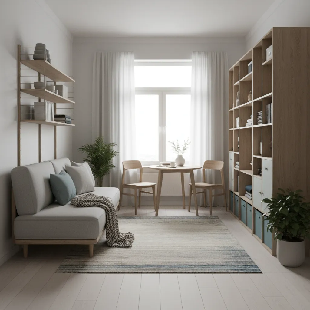 Small apartment room optimized using 3D home design software layout planning