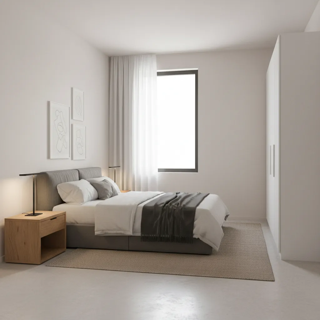 3D visualization of a small bedroom created with interior design software