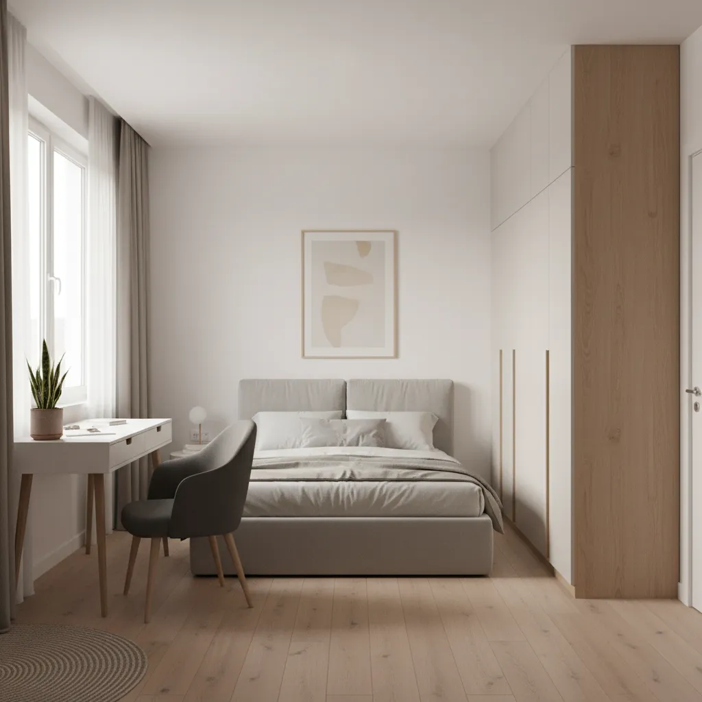 small room layout optimized using 3D home design software with furniture spacing