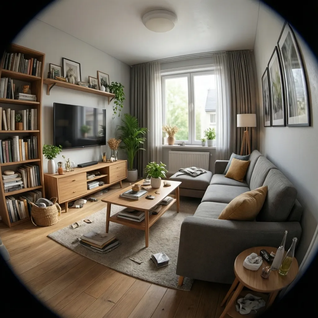 Thiết kế bố trí phòng khách nhỏ bằng mô hình 3D