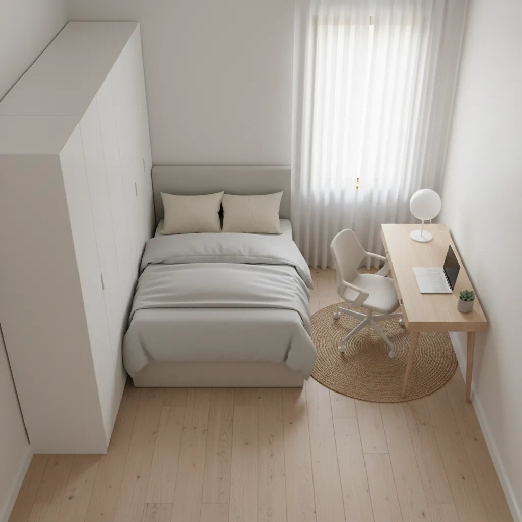 Small bedroom layout planned using 3D design software