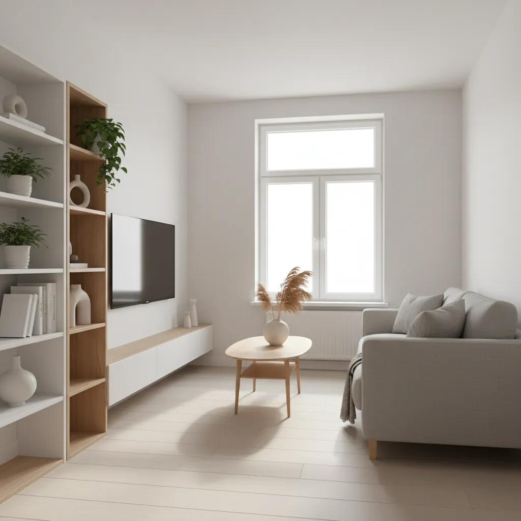 3D planner layout showing optimized furniture arrangement in a small apartment living room
