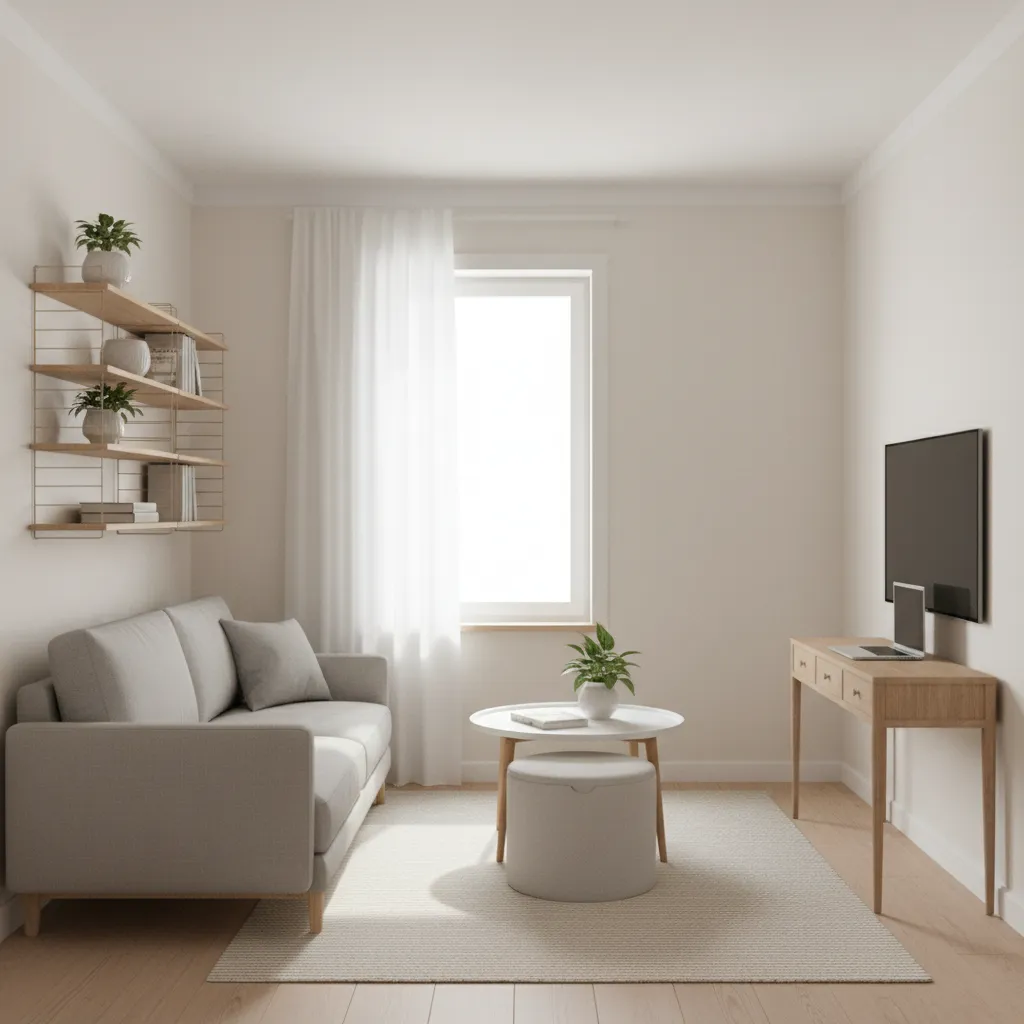 small apartment living room optimized with smart furniture layout