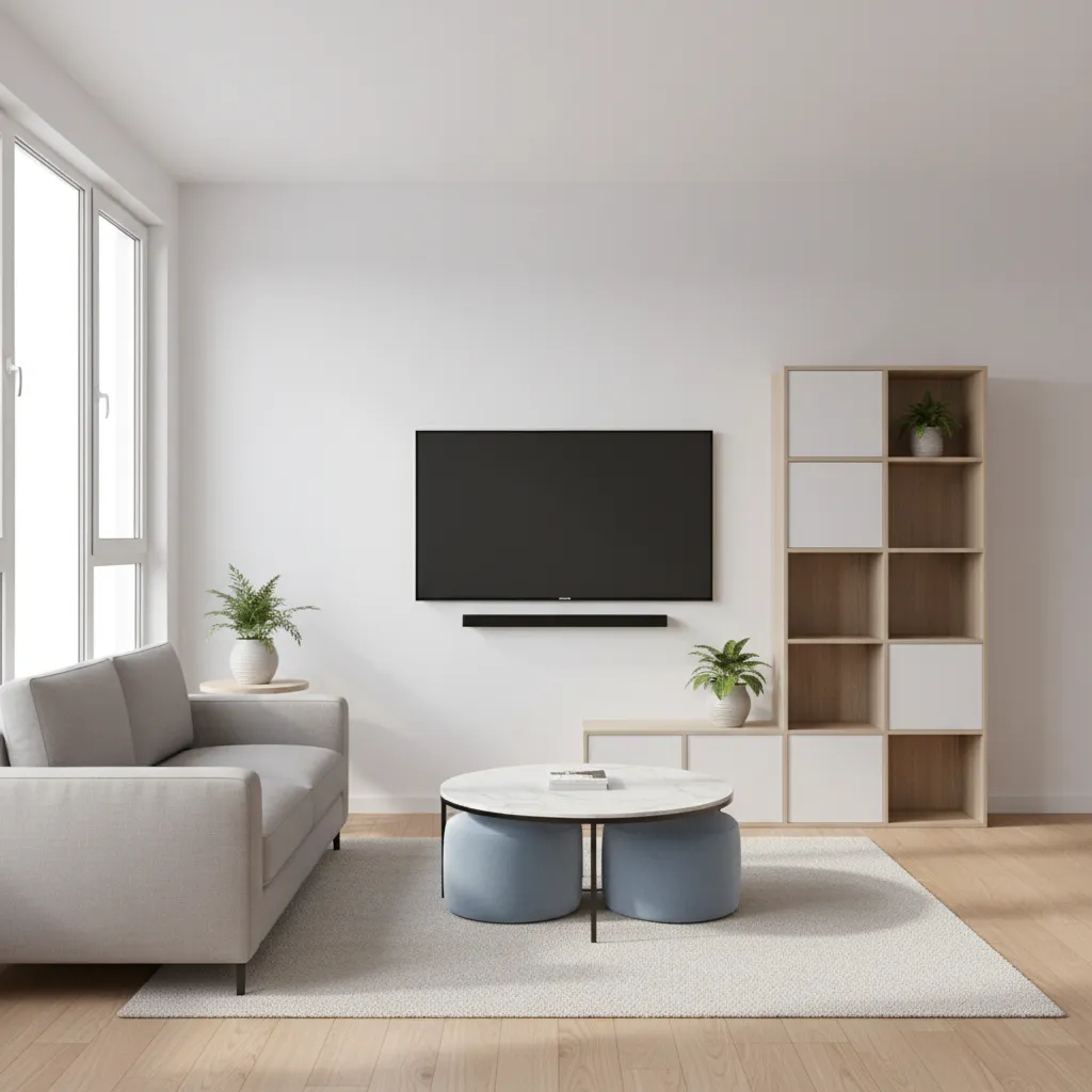 compact apartment room optimized using a digital room layout planner