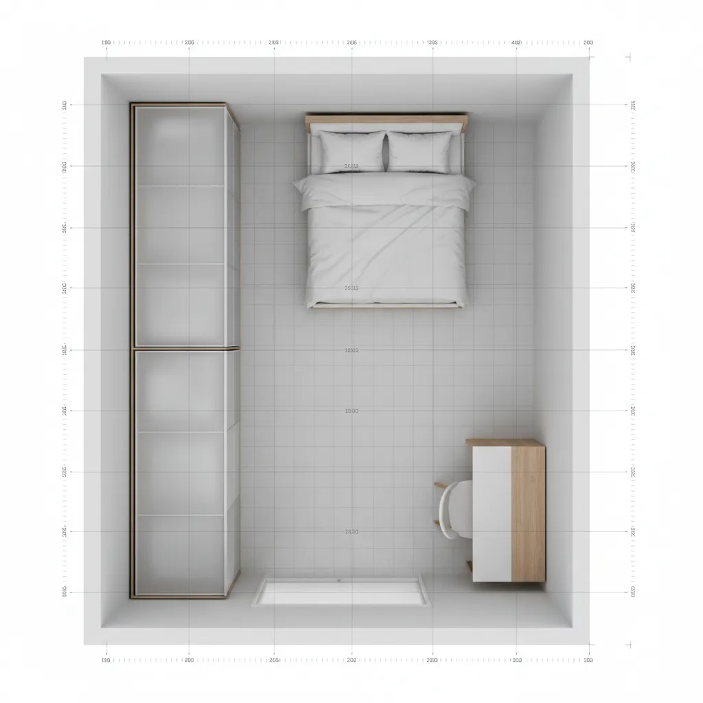 Optimized small room layout created with drag and drop floor plan tool