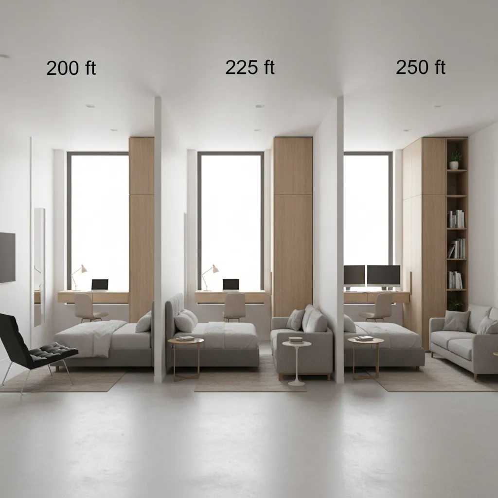 Furniture capacity comparison across the three sizes