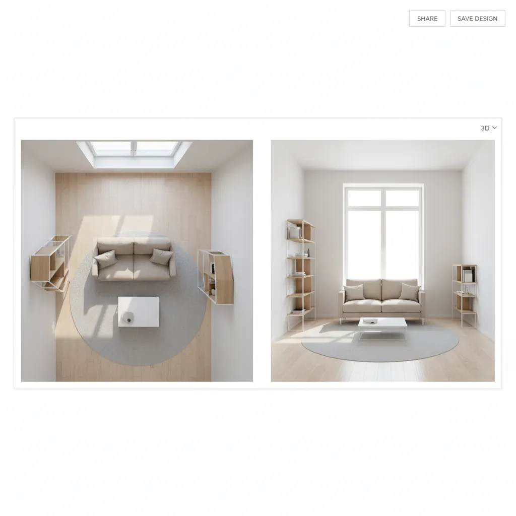 small apartment room layout designed in a digital planning app