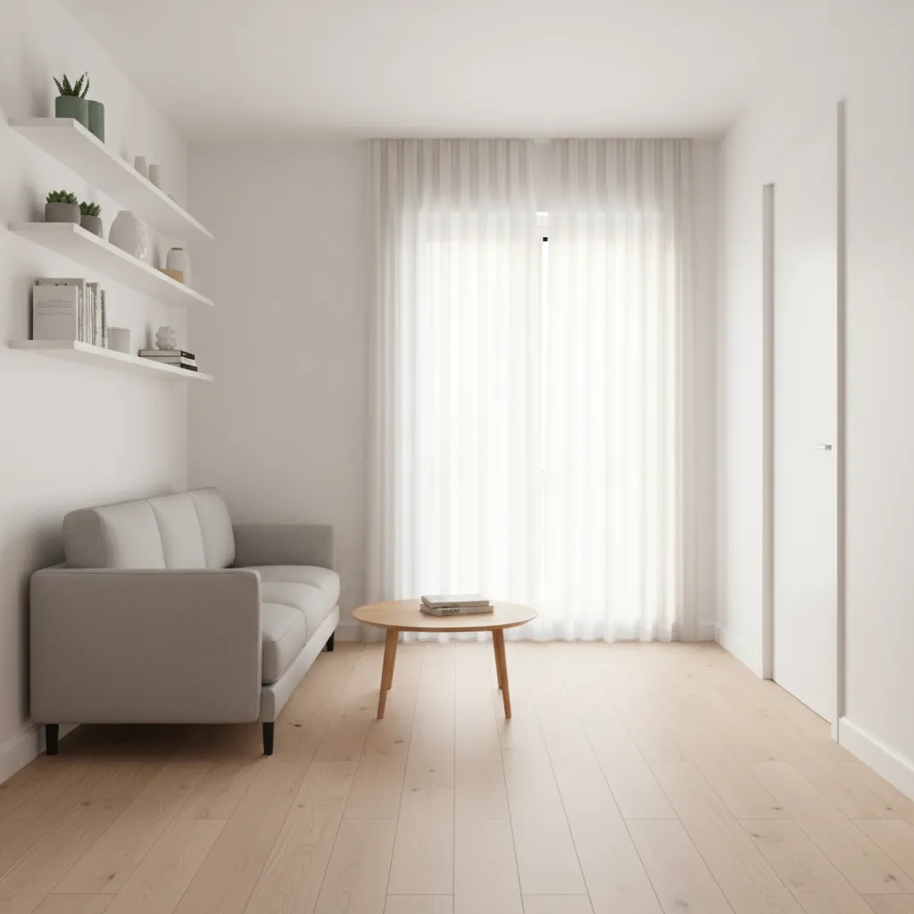 small living room layout with space saving furniture arrangement