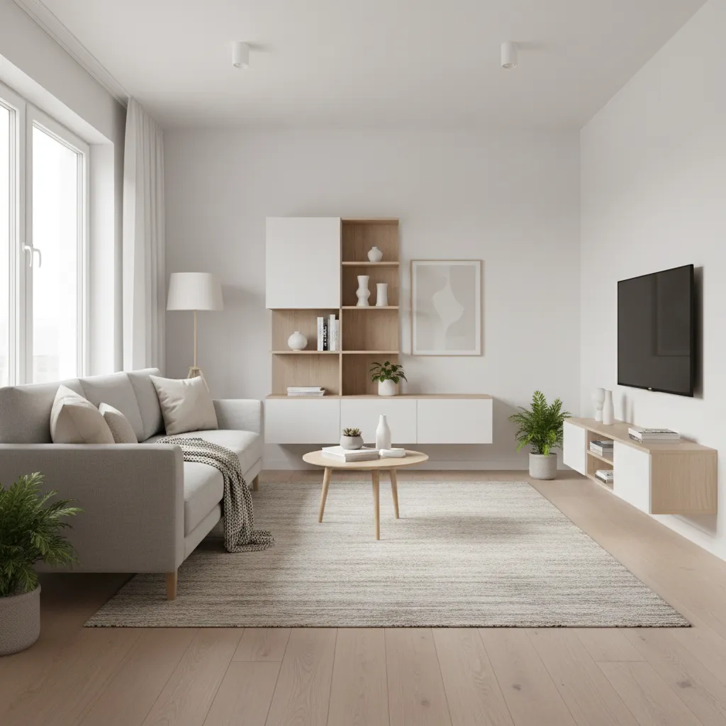 Small apartment living room layout optimized with a floor planning app